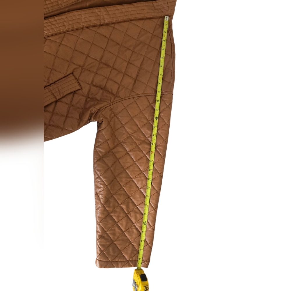 Nasty Gal Tan Quilted Leather Jacket - Picture 9 of 13
